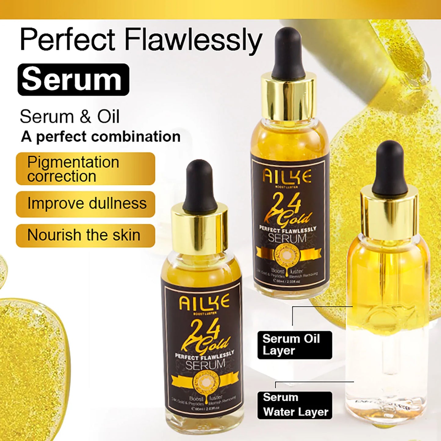 AILKE 24K Gold Collagen Cream Whitening Facial Anti Aging Set