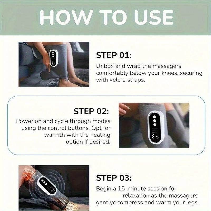 Cordless 3-In-1 Calf Massager Wrap With Kneading Vibration