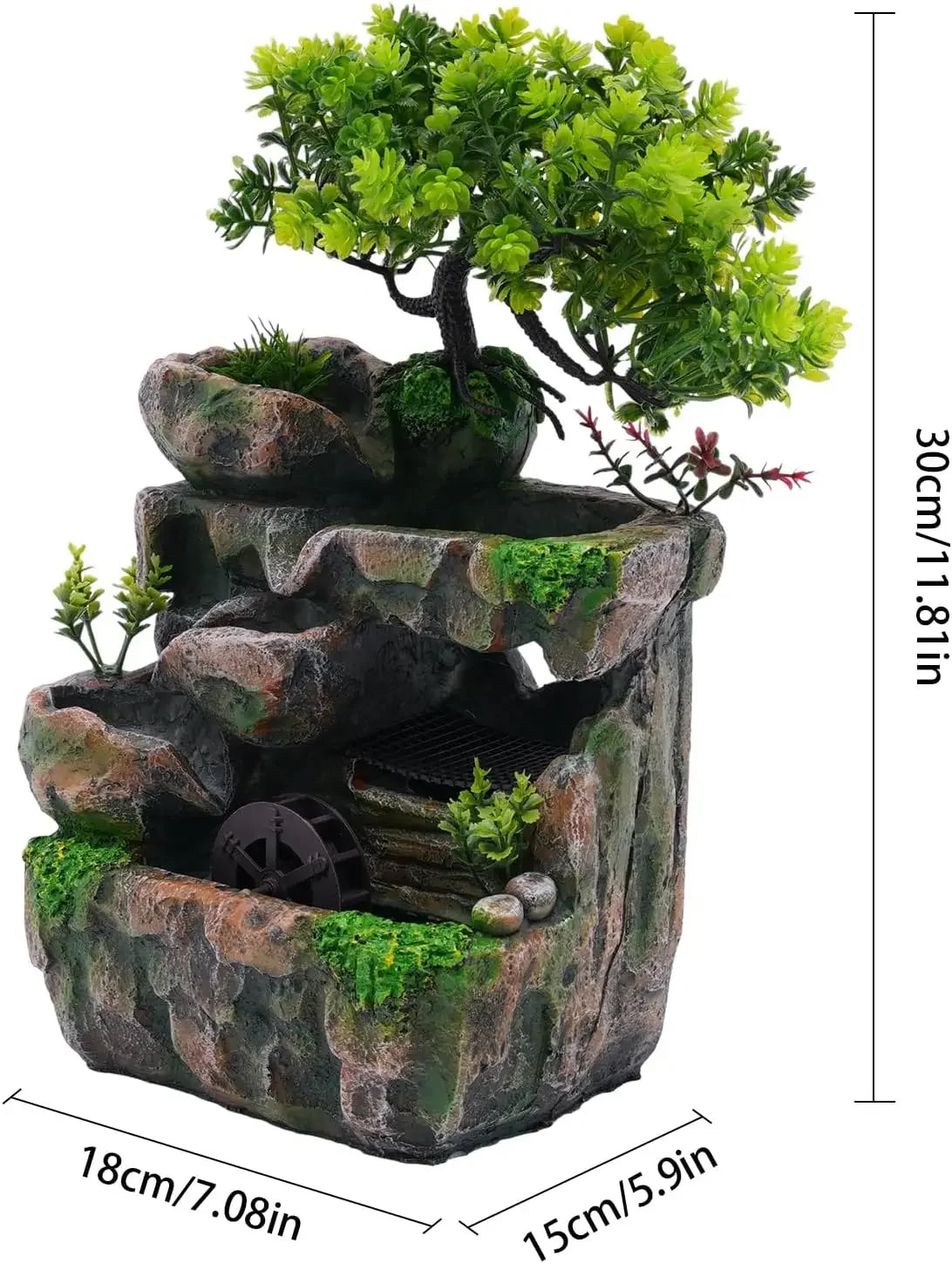 Indoor Waterfall Meditation Tabletop Fountain With LED Light And Pump