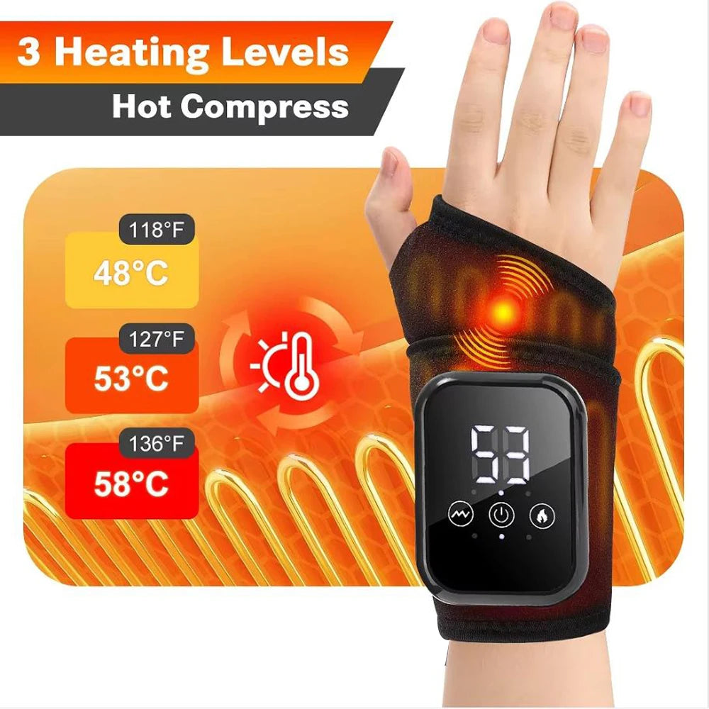 Wireless Electric Wrist Massager With Vibration And Heat Therapy