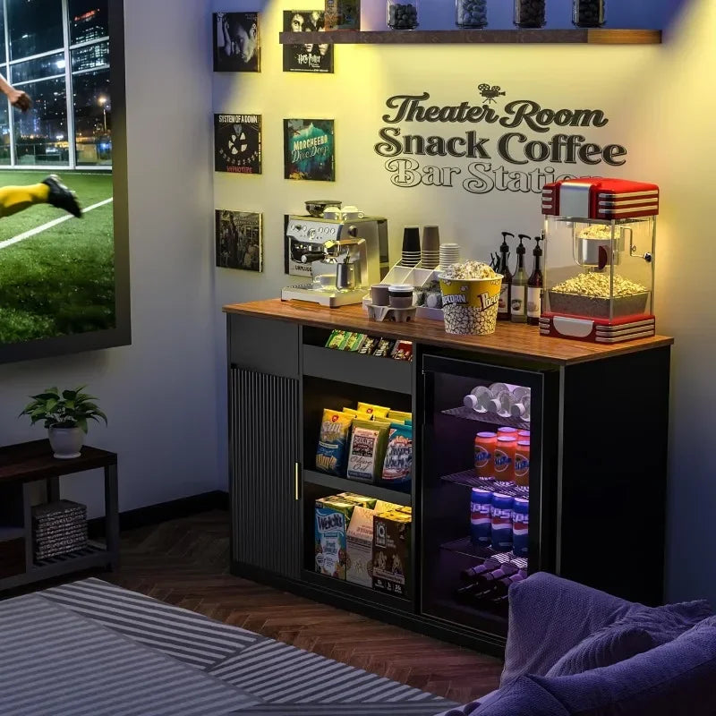 Snack Bar Cabinet With Fridge Space And Candy Display Shelf