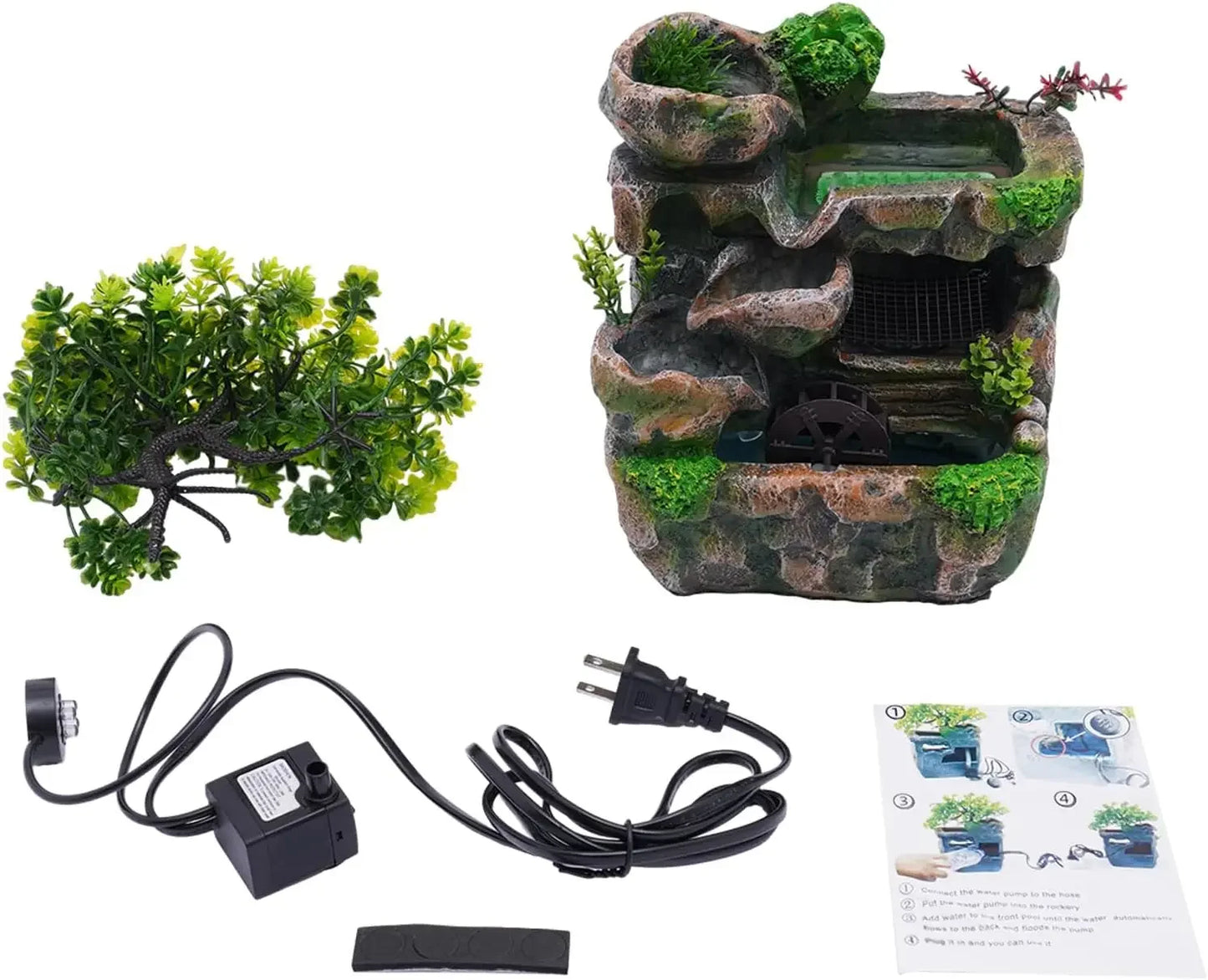 Indoor Waterfall Meditation Tabletop Fountain With LED Light And Pump