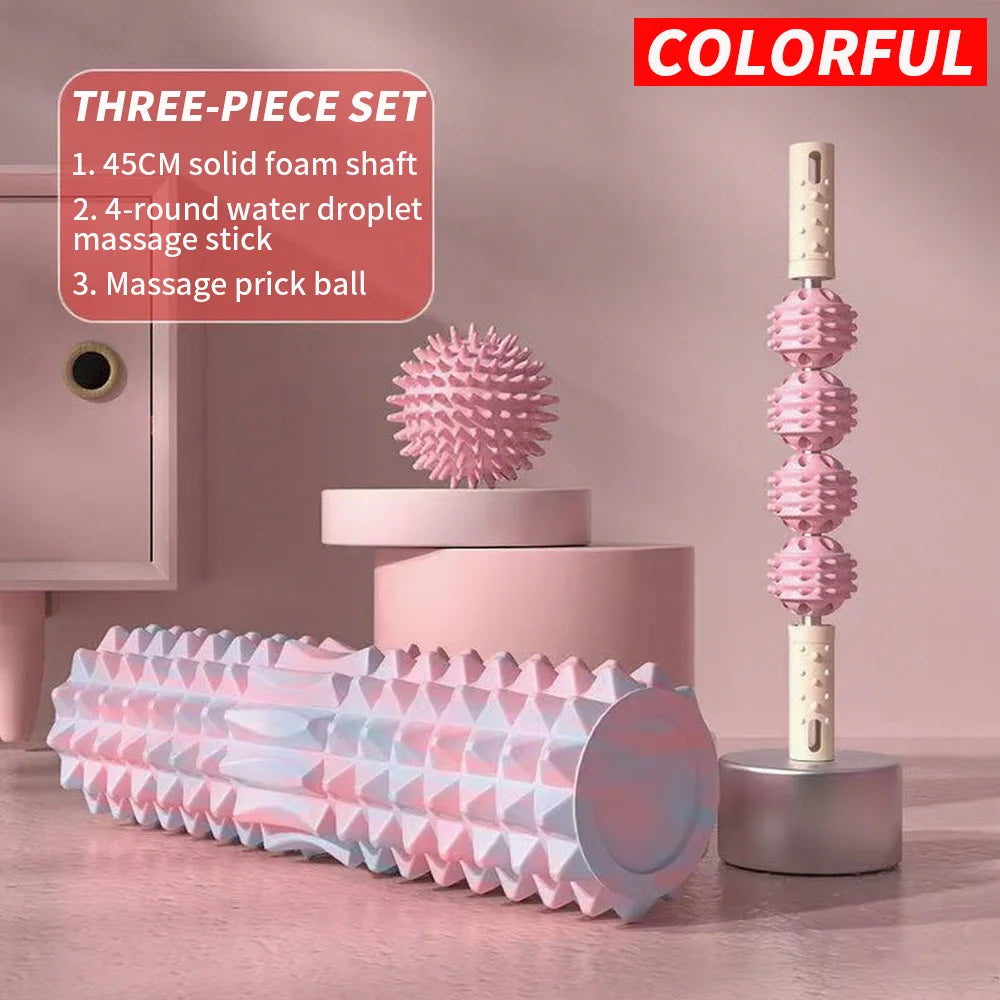 Three Piece Massage Set With Massage Ball And Foam Roller