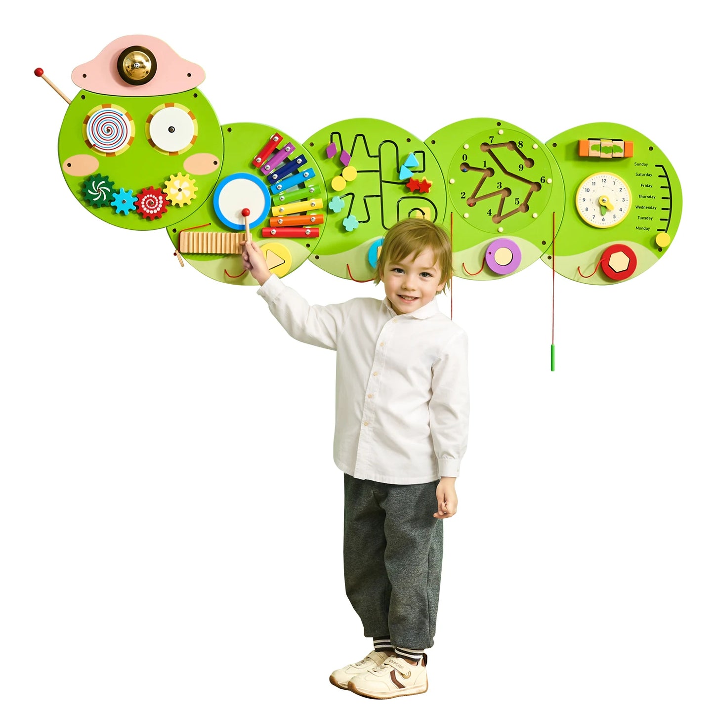 SucceBuy Caterpillar Children Wall Busy Board Montessori Sensory Center