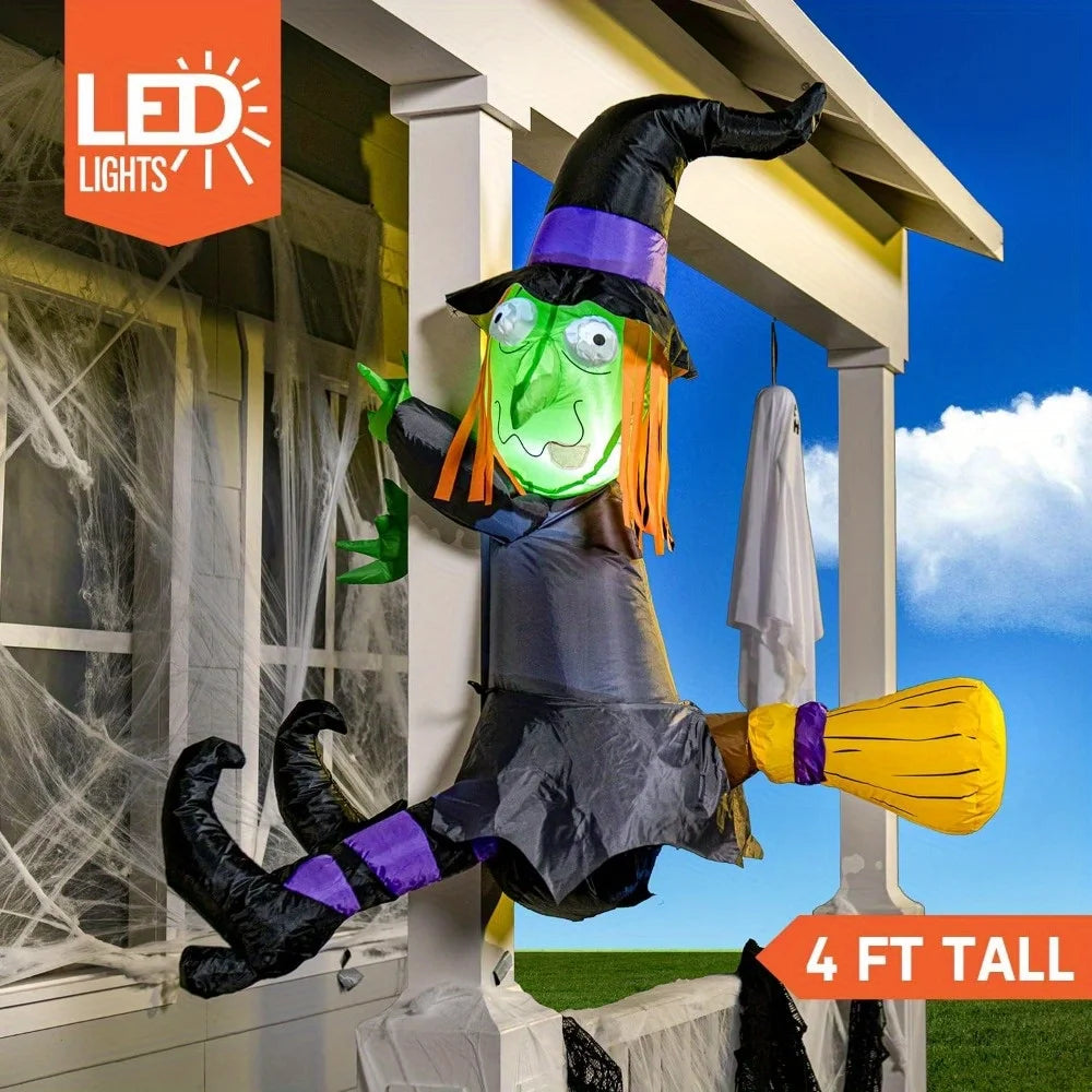 Halloween Inflatable Witch Decoration With Built In Led Outdoor Lights
