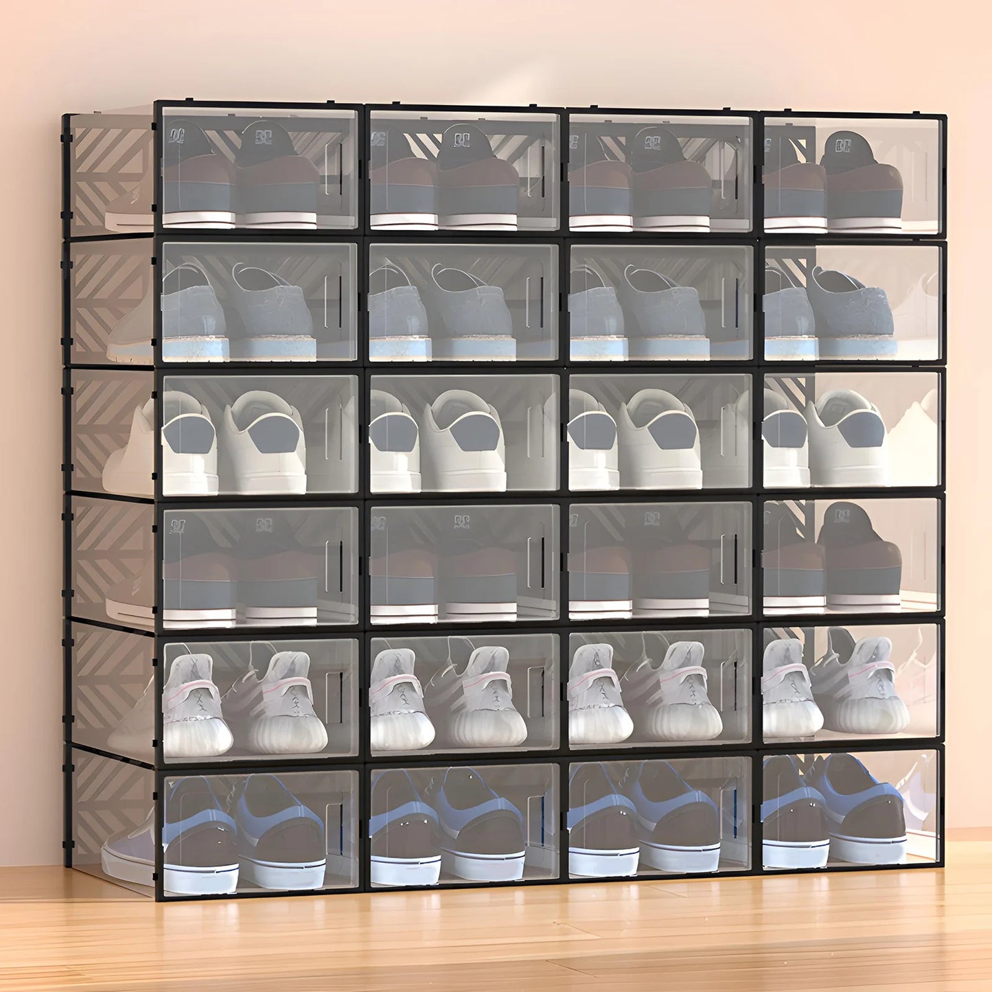 Shoe Storage Box Set, Transparent PP, Moisture Dust Proof Organizer