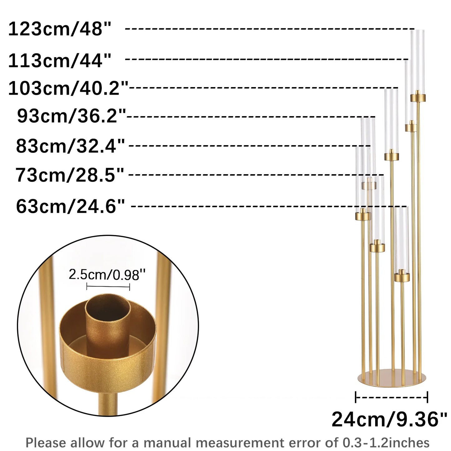 Vincigant 4 Pack 7 Arm Floor Candelabras Metal Centerpieces