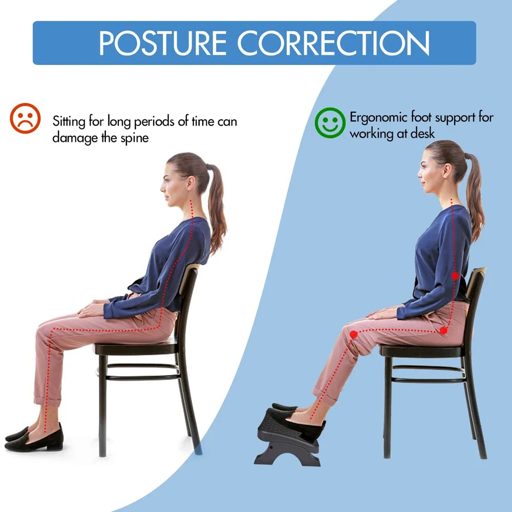 Ergonomic Under Desk Footrest With Massage Rollers For Office And Home