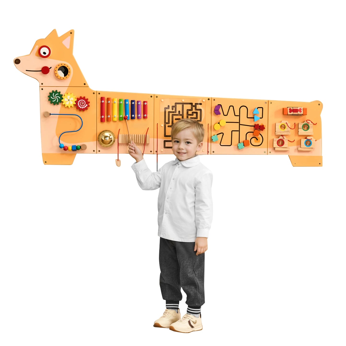 SucceBuy Puppy Kids Wall Busy Panels 12 Activities Board Montessori