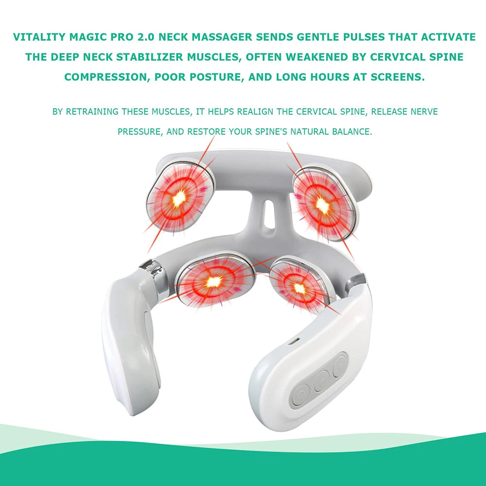 Portable Four Heads Back Massager USB Rechargeable Instrument