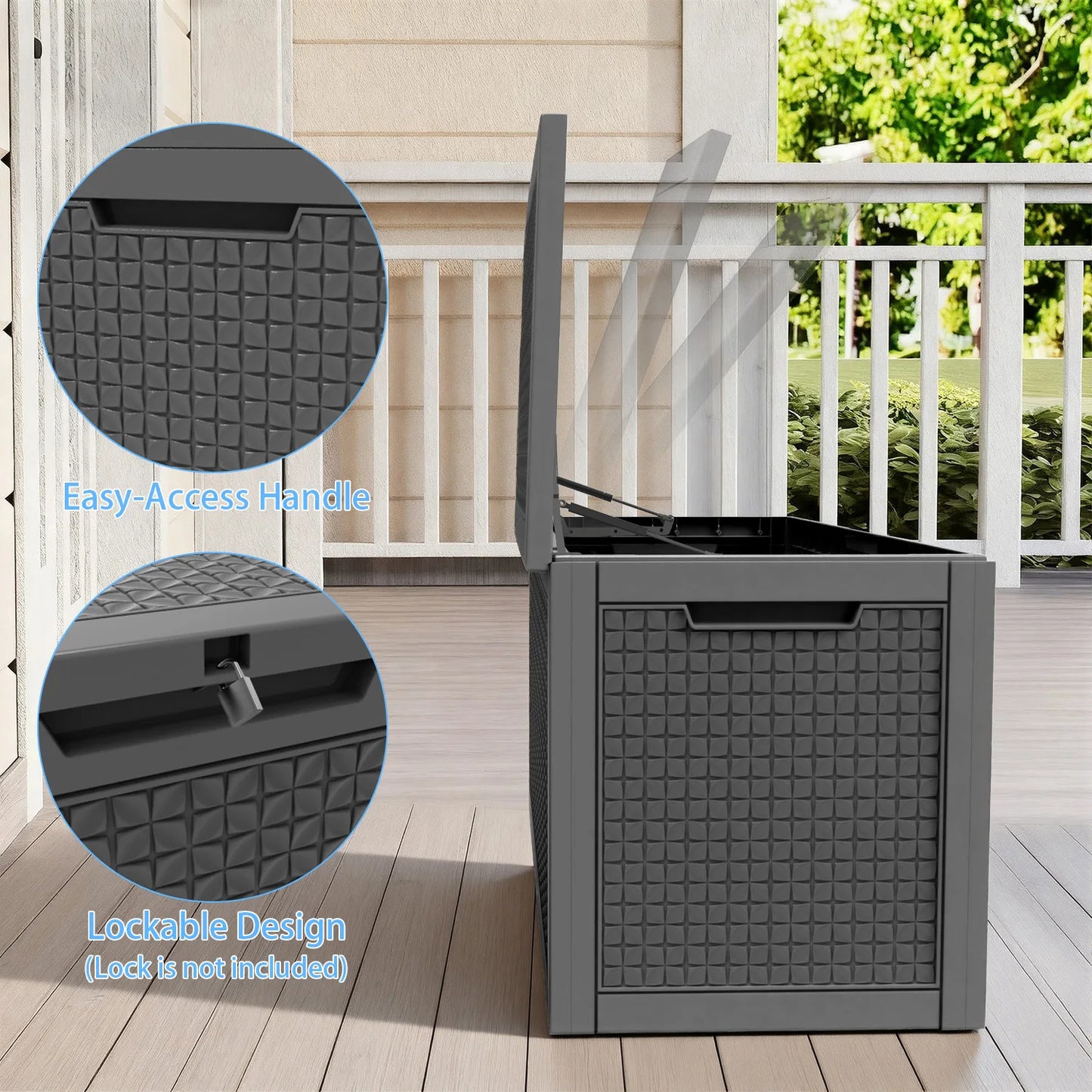 Resin Deck Box Lockable Outdoor Storage For Patio Gear