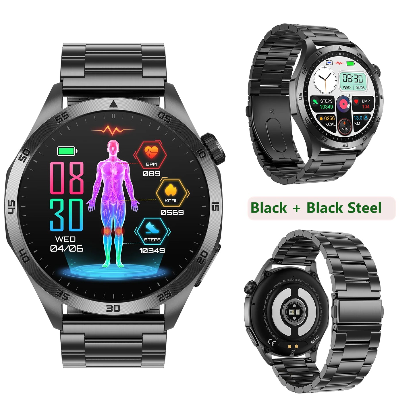 Ecg Smart Watch With Blood Pressure Oxygen And Bluetooth Calling