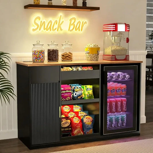 Snack Bar Cabinet With Fridge Space And Candy Display Shelf