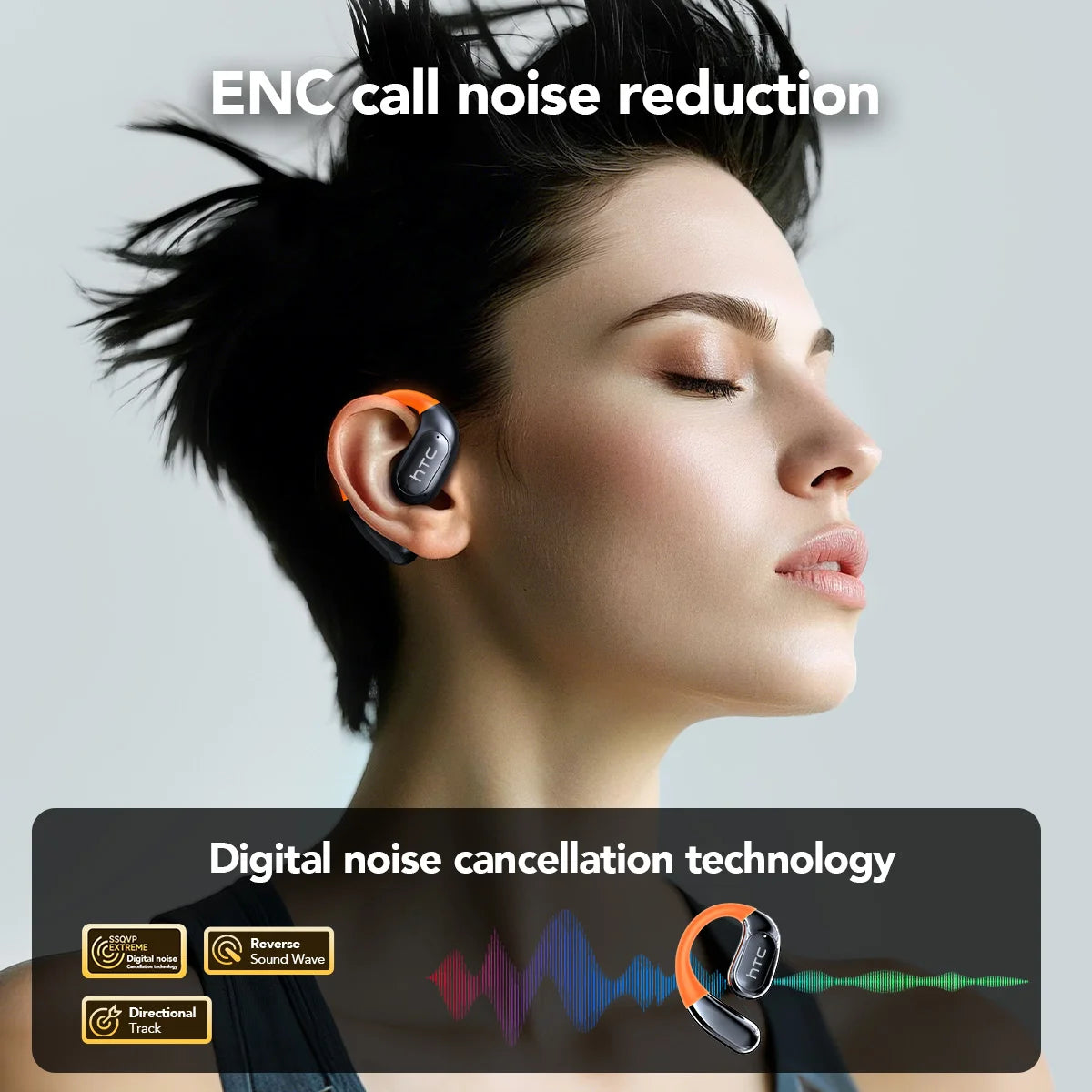 HTC Wireless Earphones With LCD Display And Active Noise Cancellation