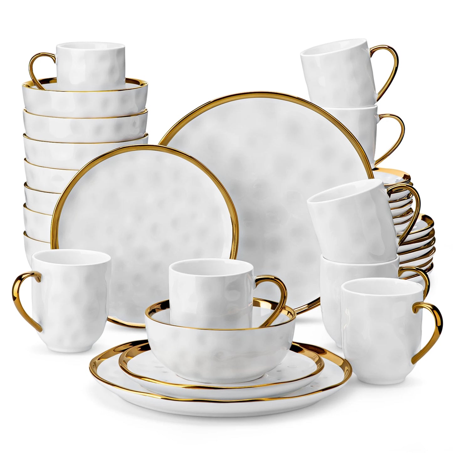 MALACASA Ceramic Dinnerware Set With Gold Trim Quality