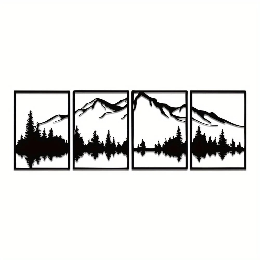 Ohrmbya Mountain Metal Wall Art Set Of Four Forest Decor