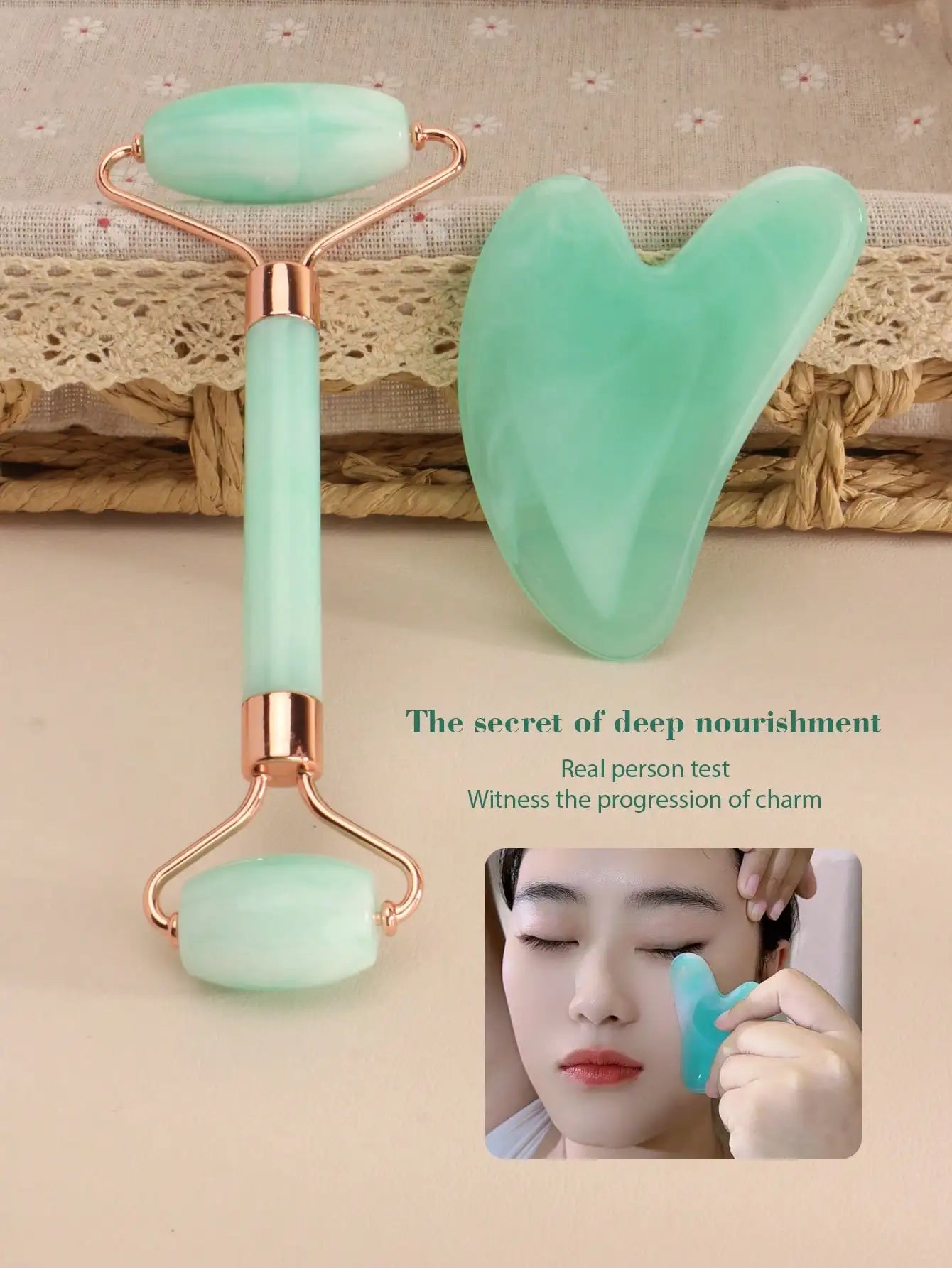 3 Piece Facial Massage Tool Set With Face Roller Cupping