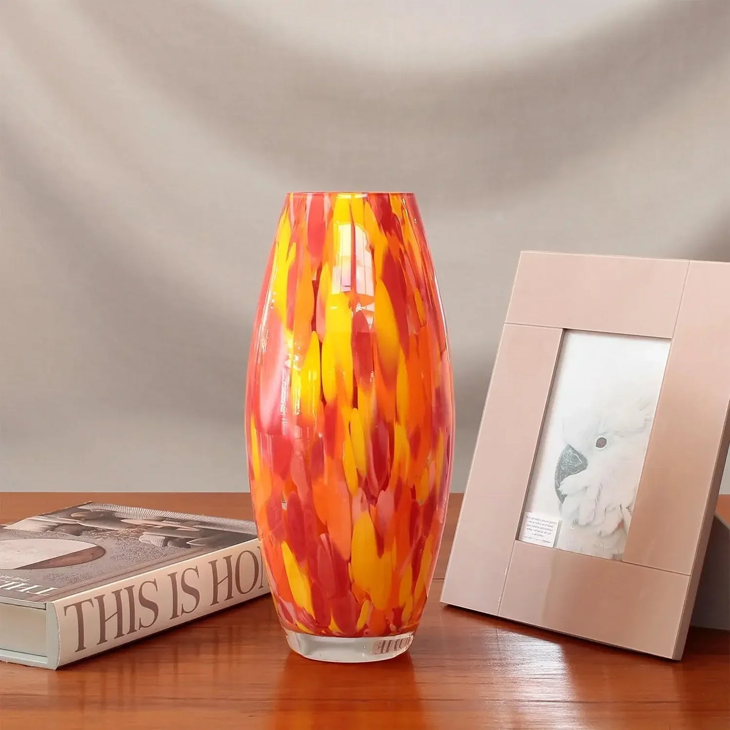Hand Blown Confetti Art Glass Vase Murano Style Oliva G