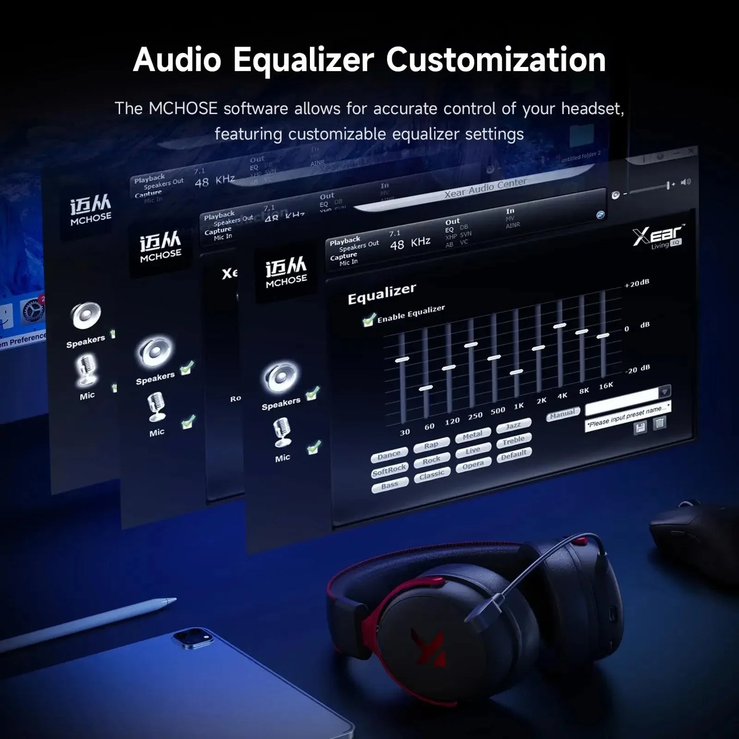 MCHOSE V9 Pro Wireless Headset With 7.1 Surround Sound Microphone
