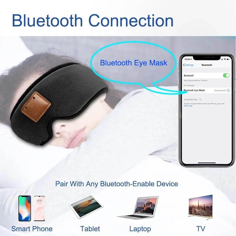 3D Sleeping Eye Mask With Built-In Sponge Speakers Bluetooth Headphones