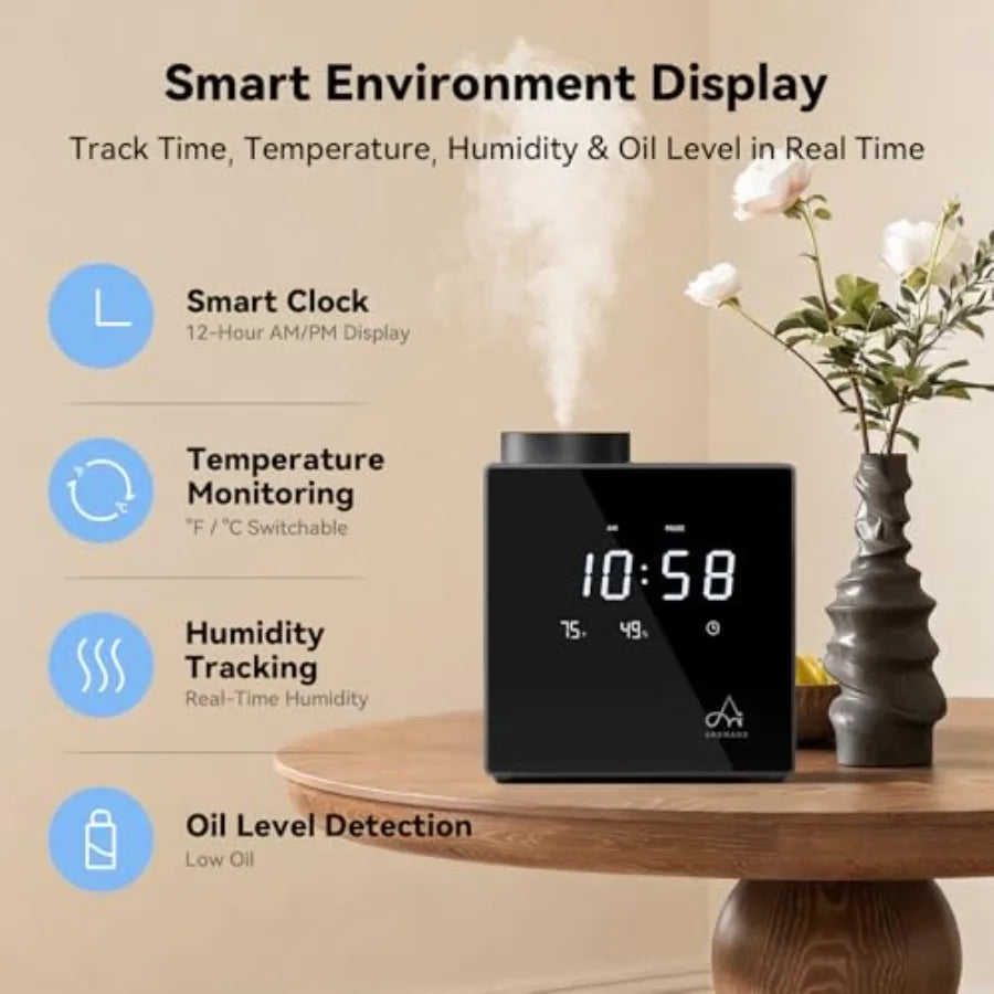 Smart Waterless Diffuser For Home And Large Rooms With Clock