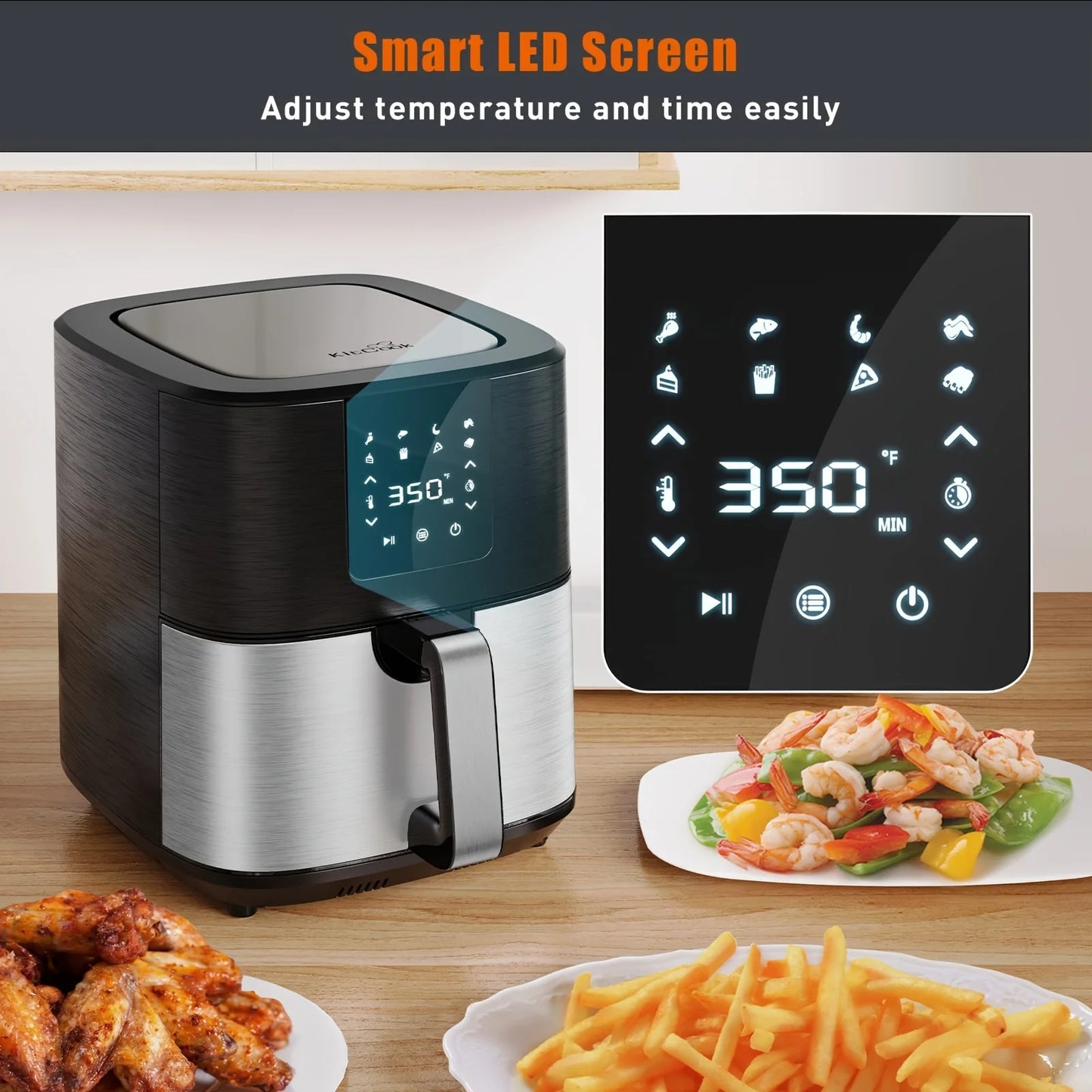 KitCook Air Fryer With Digital Touch Screen And Eight Presets