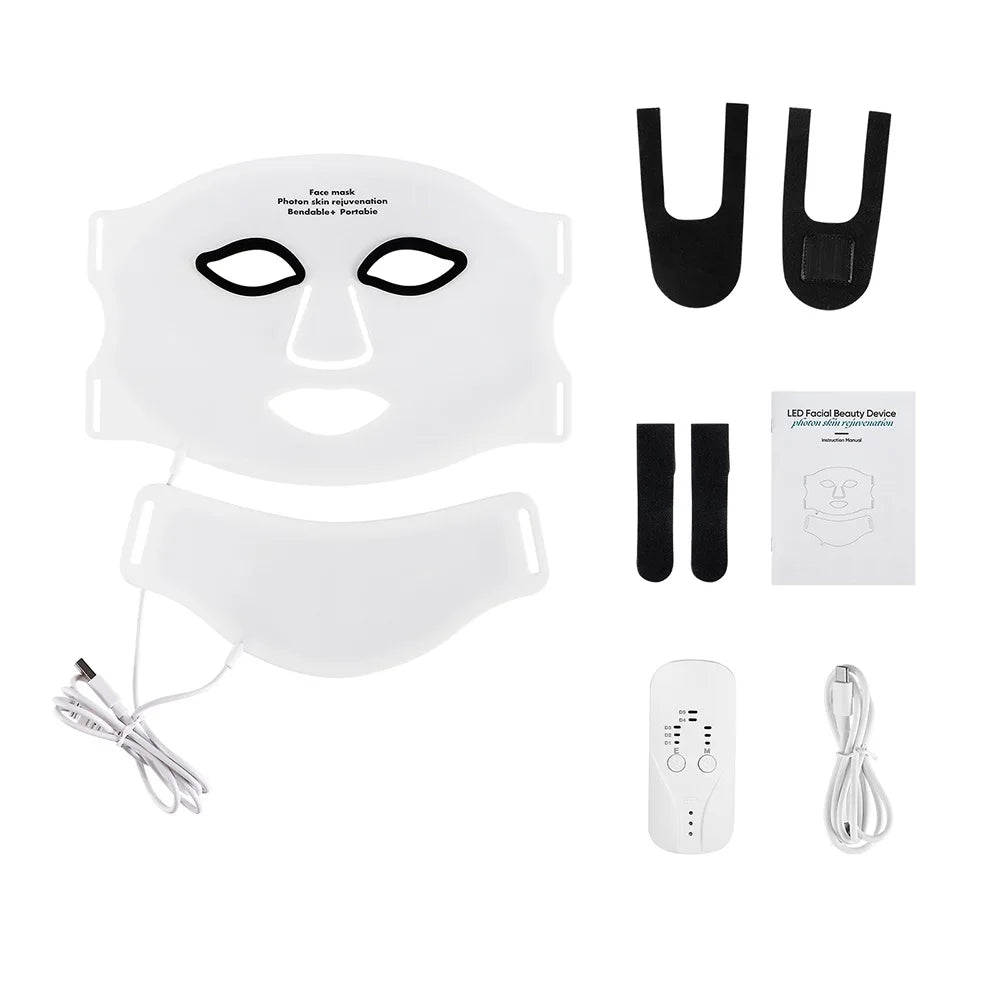 Foreverlily Silicone LED Mask With Neck Seven Wavelength Photon Therapy