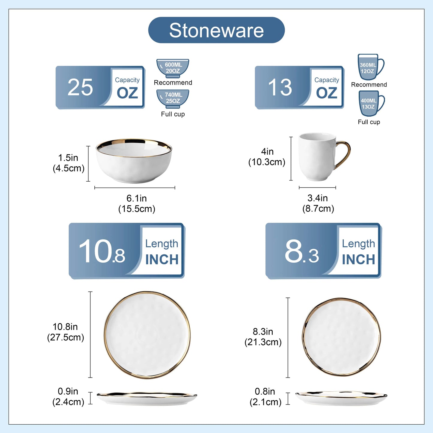 MALACASA Ceramic Dinnerware Set With Gold Trim Quality