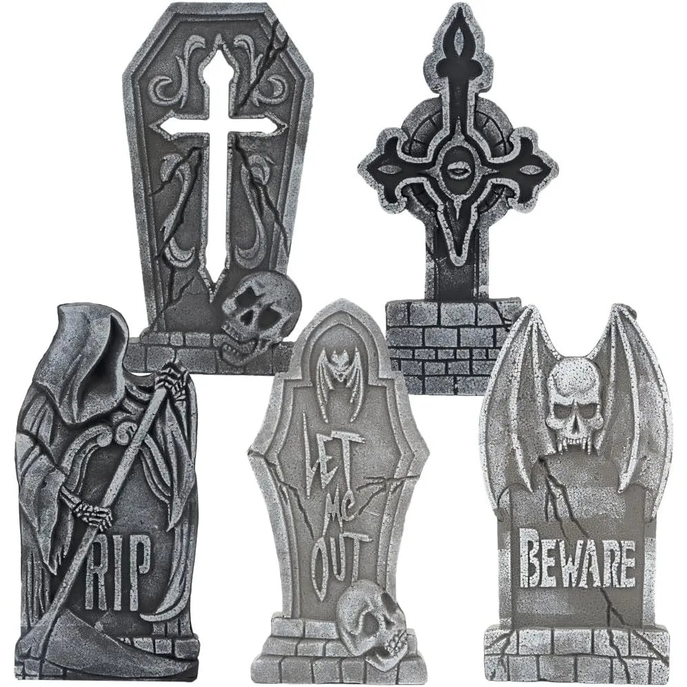 Joyfy 5 Pack Halloween Graveyard Foam Headstones Outdoor Lawn Tombstones