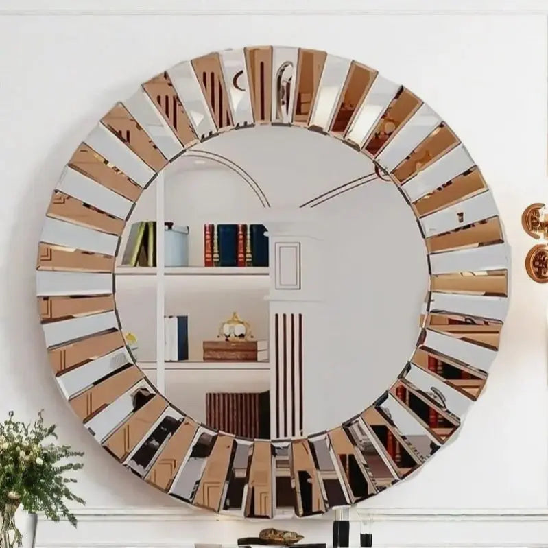 Round Starburst Wall Mirror Tawny Accent For Bathroom Living Room