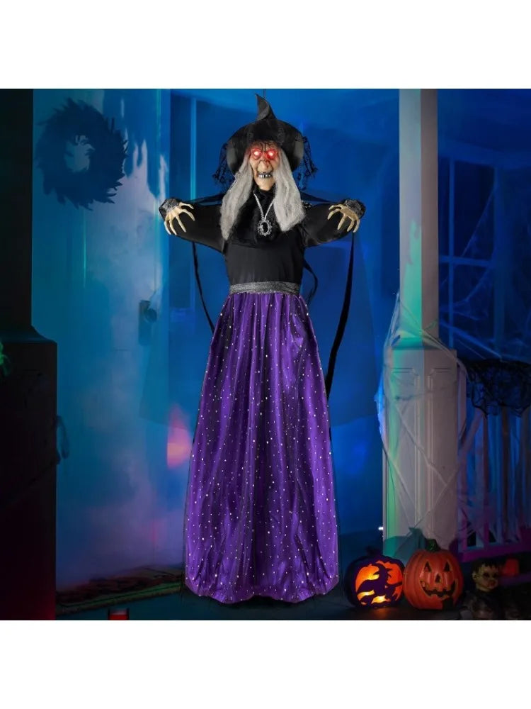 Animated Witch Halloween Decoration With Sound Activated Led Lights