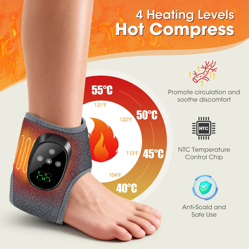 PASTSKY Cordless Heated Ankle Brace Massager With Four Heat Settings