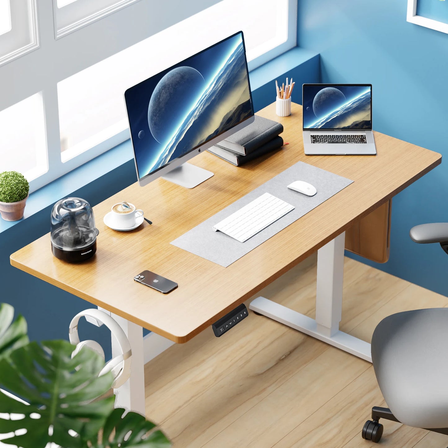 JHK Electric Standing Desk With Adjustable Height For Office Workstation