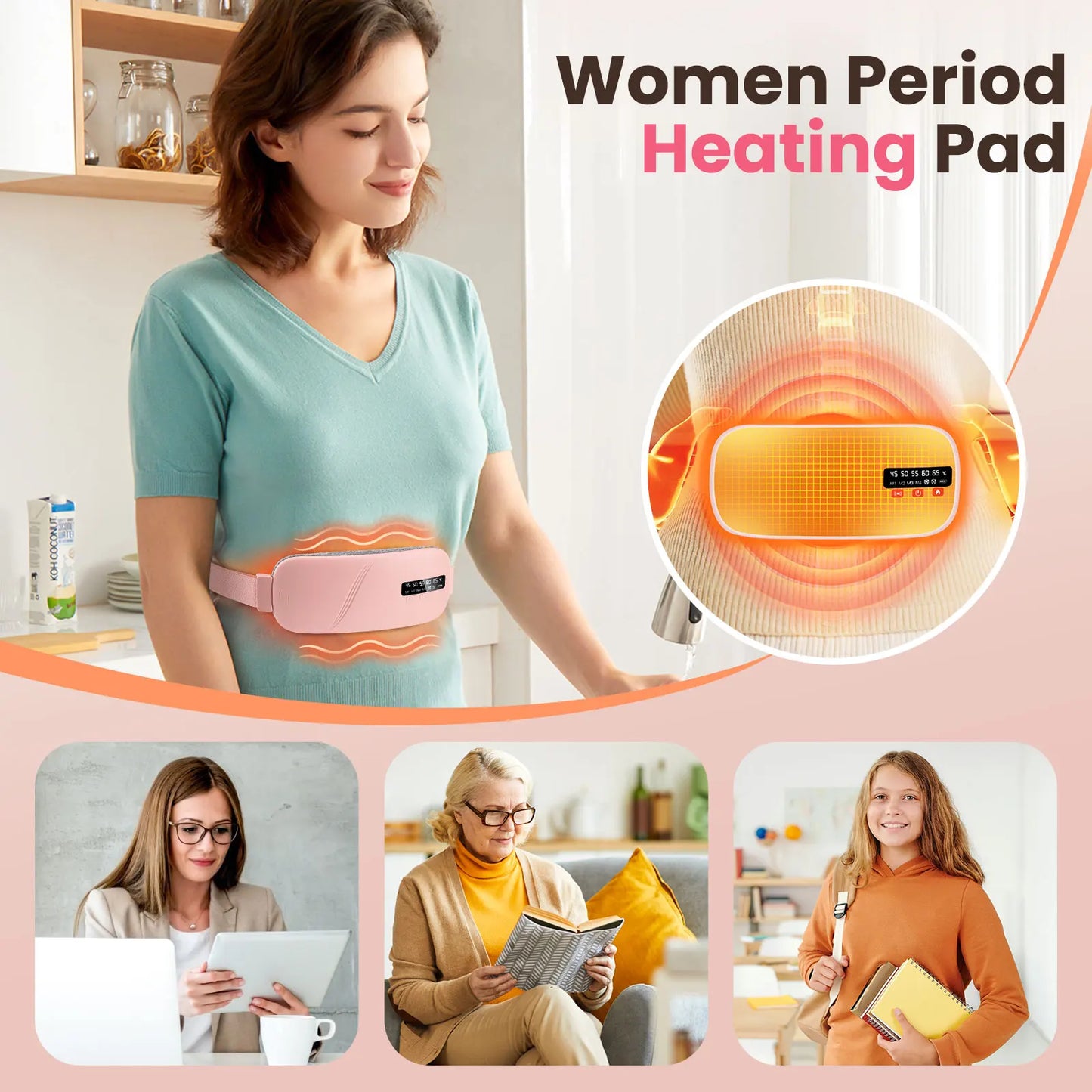 PASTSKY 5 Modes Waist Heating Massage Belt For Period Cramps