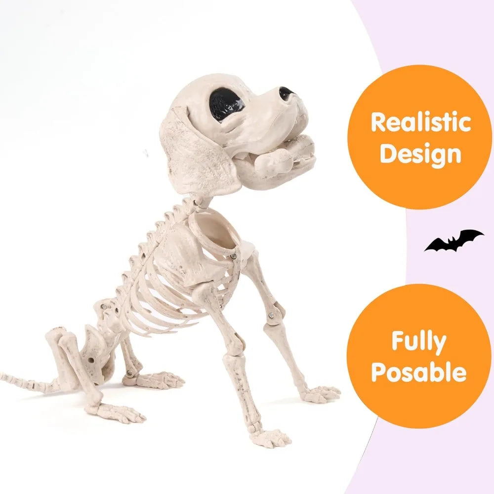 Posable Halloween Dog Skeleton With Realistic Movable Joints For Lawn Party