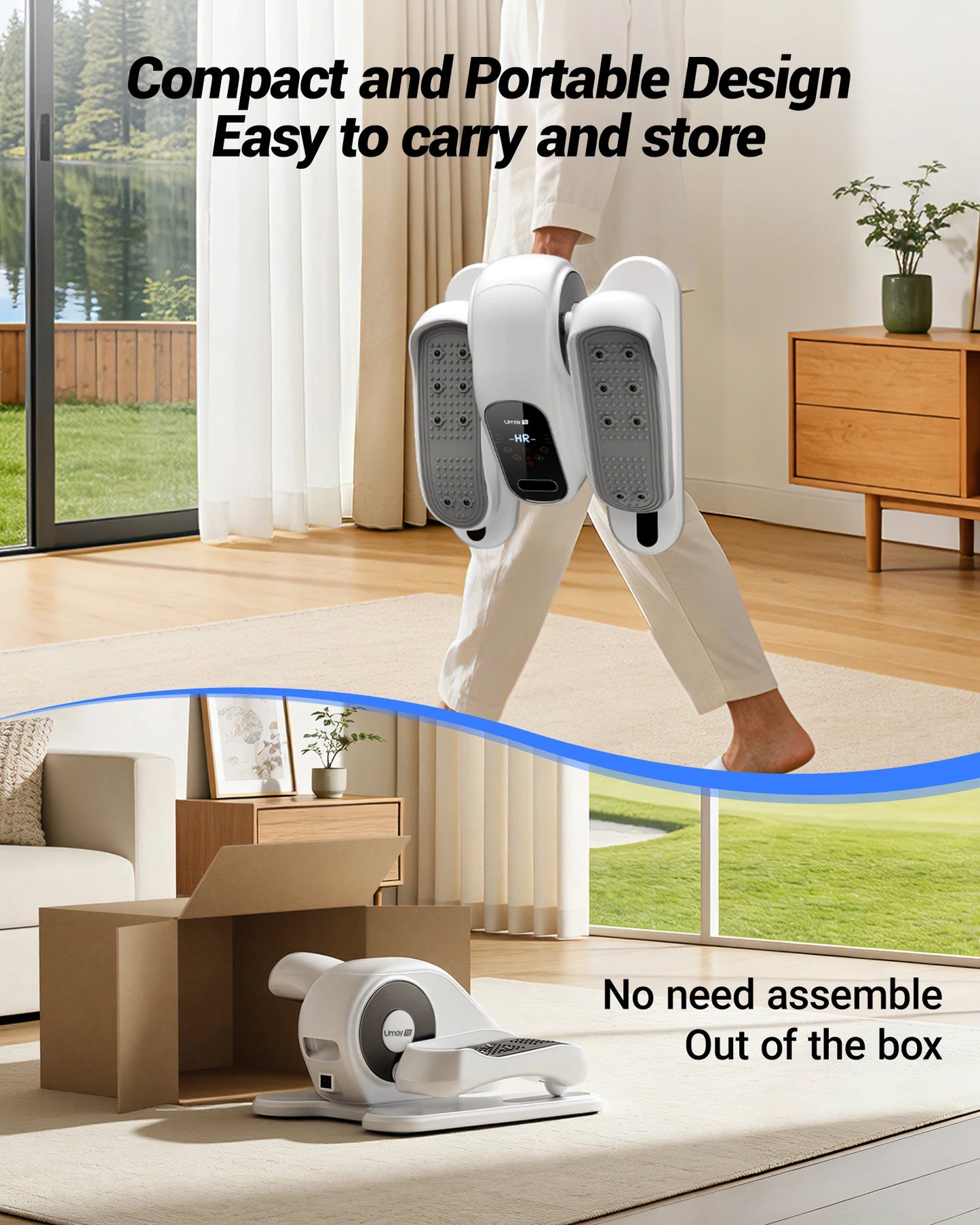 UMAY Compact Under Desk Elliptical Machine 12 Speed