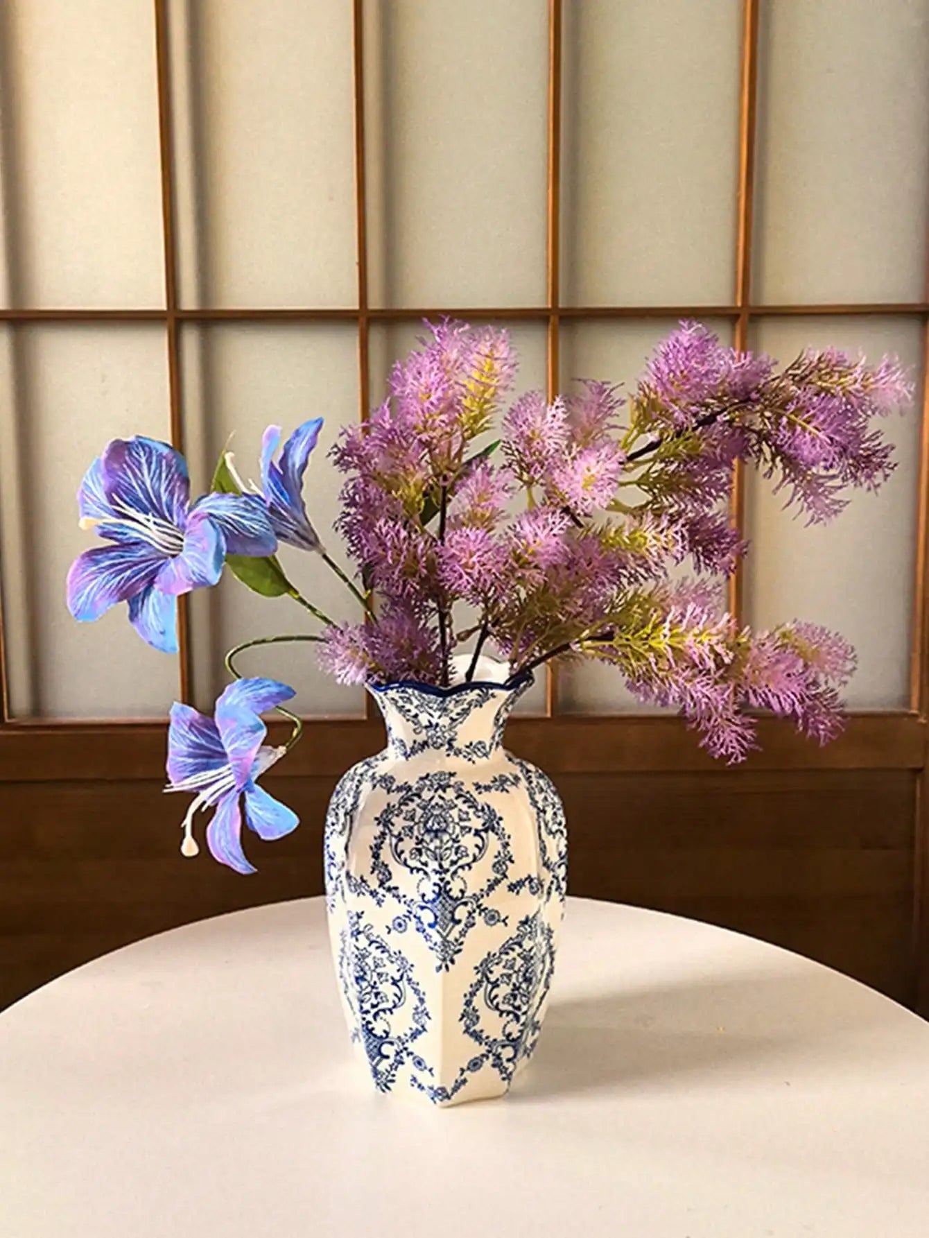 Blue And White Porcelain Vase Chinese Retro Floral Decor