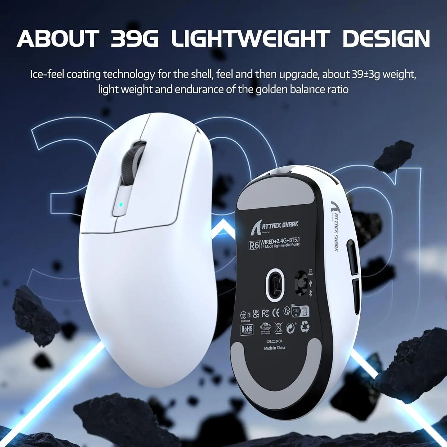 Attack Shark R6 Wireless Gaming Mouse With 8KHz Polling