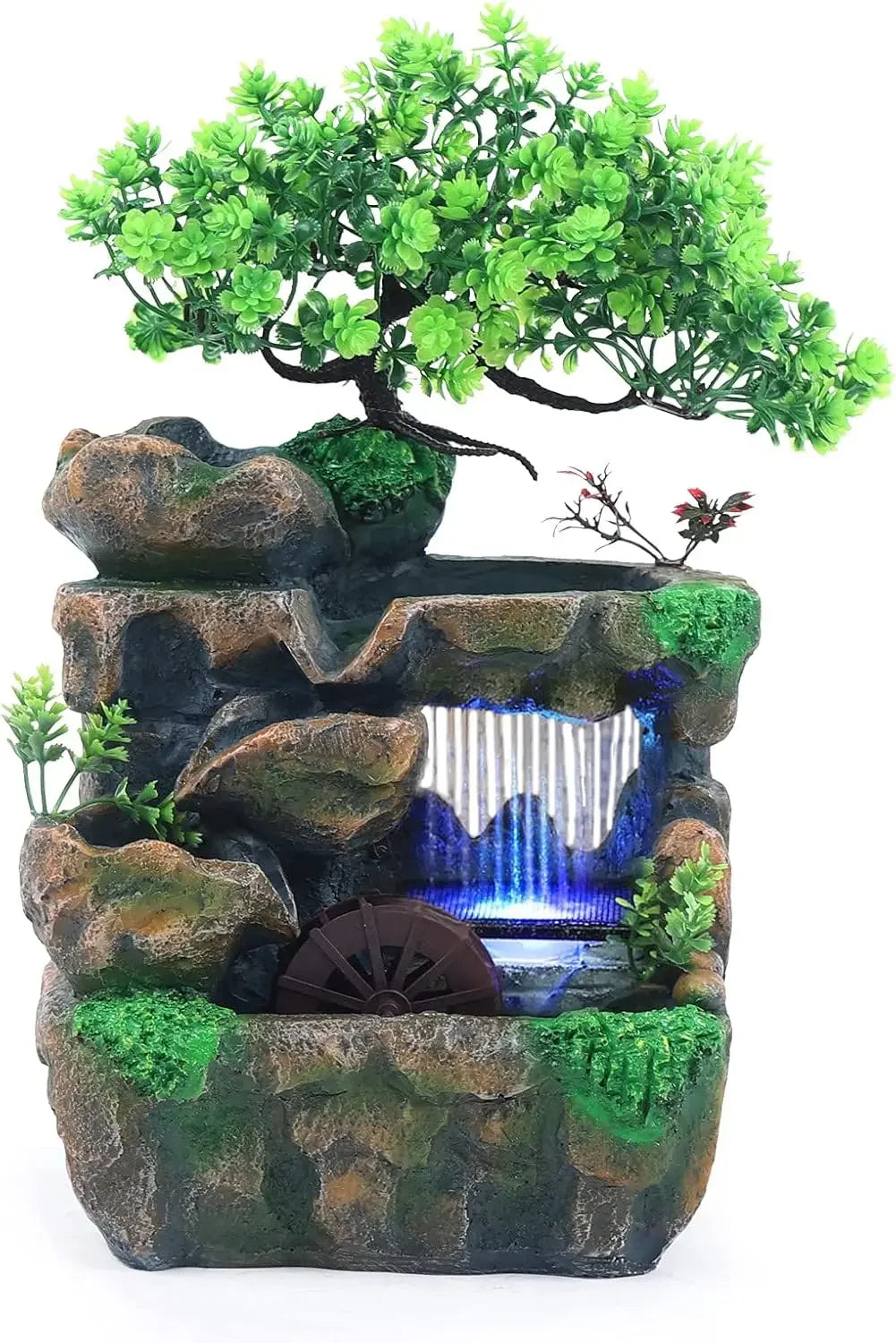 Indoor Waterfall Meditation Tabletop Fountain With LED Light And Pump