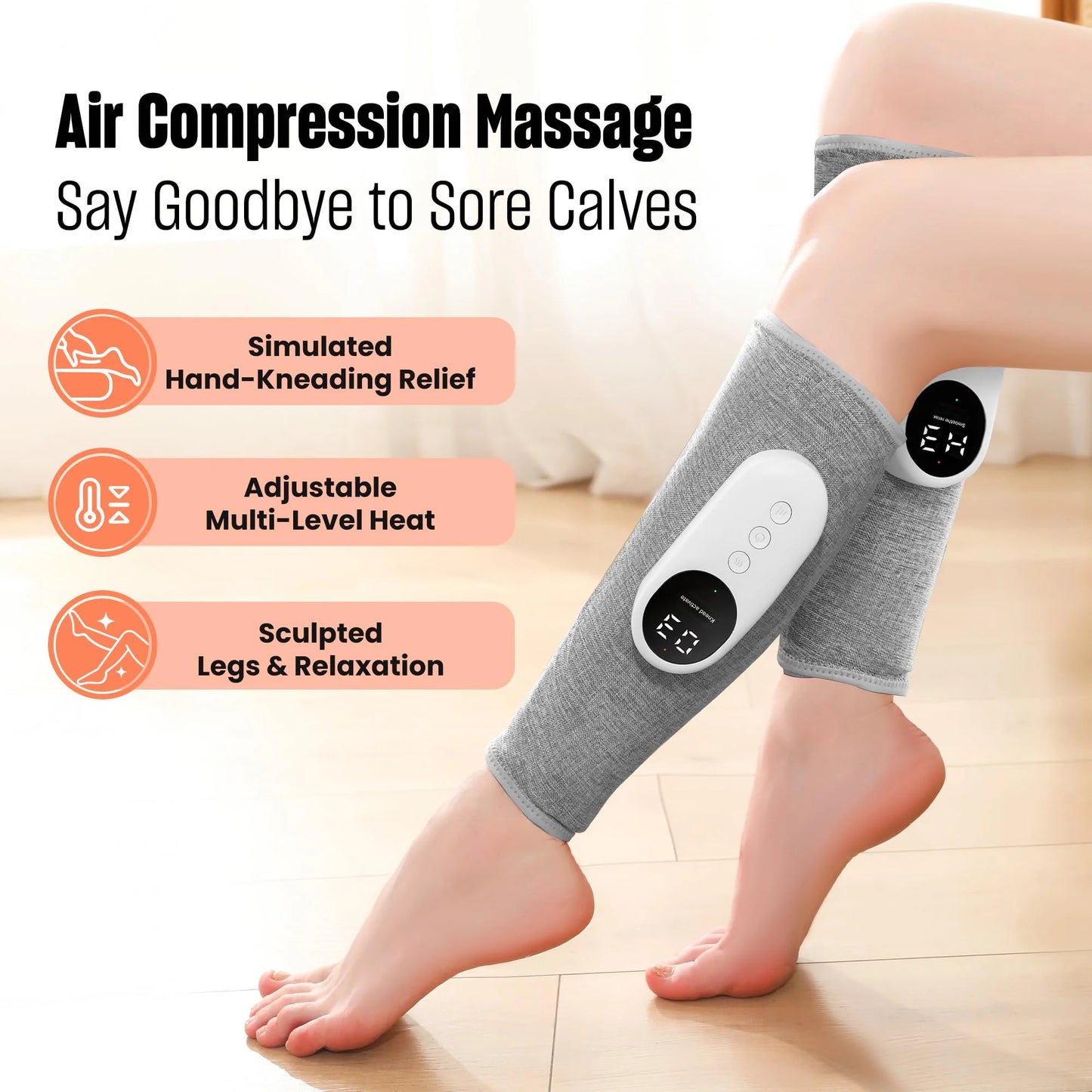 Cordless 3 In 1 Leg Massager With Compression Kneading Vibration