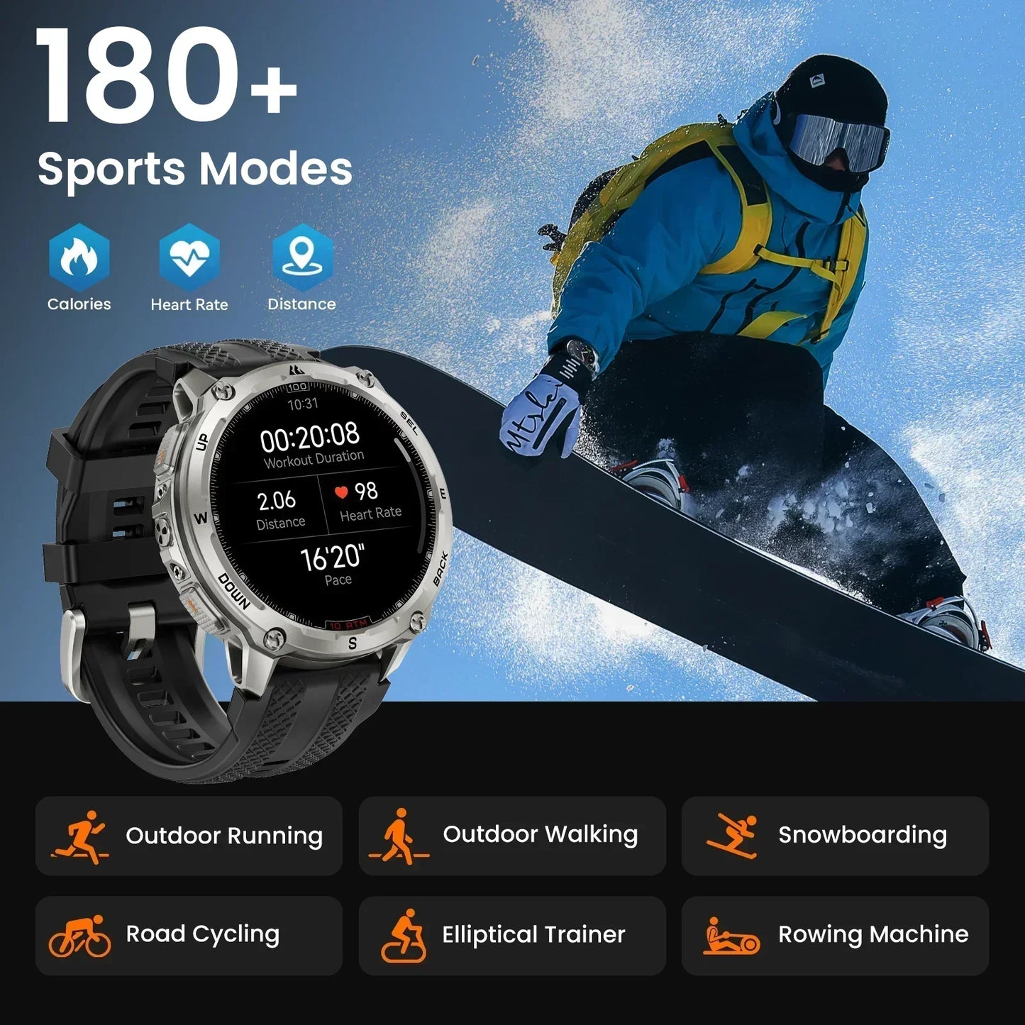 KOSPET Tank T4 Smartwatch With GPS And Heart Rate Tracking