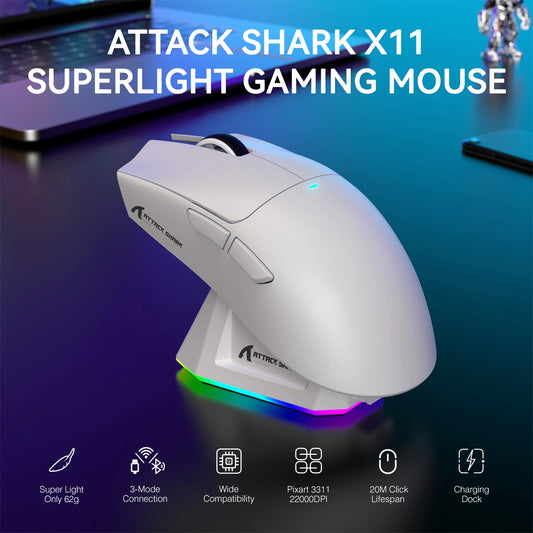 Attack Shark X11 Wireless Gaming Mouse 22K DPI PAW3311