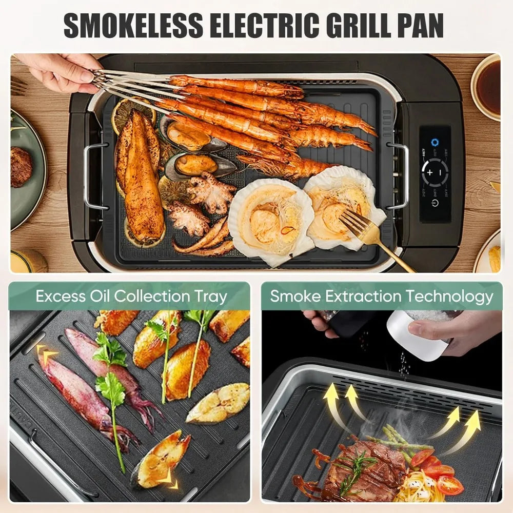 Amornest Smokeless Indoor Grill 1100W With Turbo Smoke Extractor