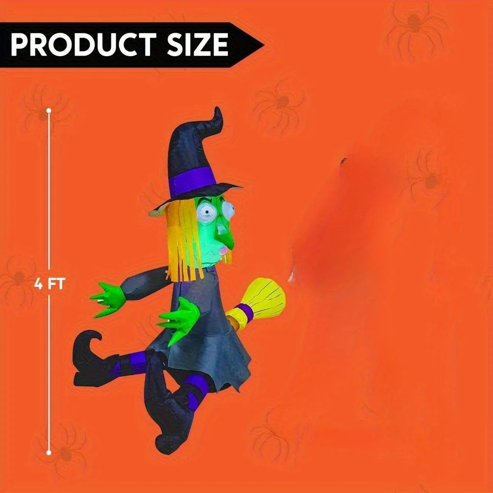Halloween Inflatable Witch Decoration With Built In Led Outdoor Lights