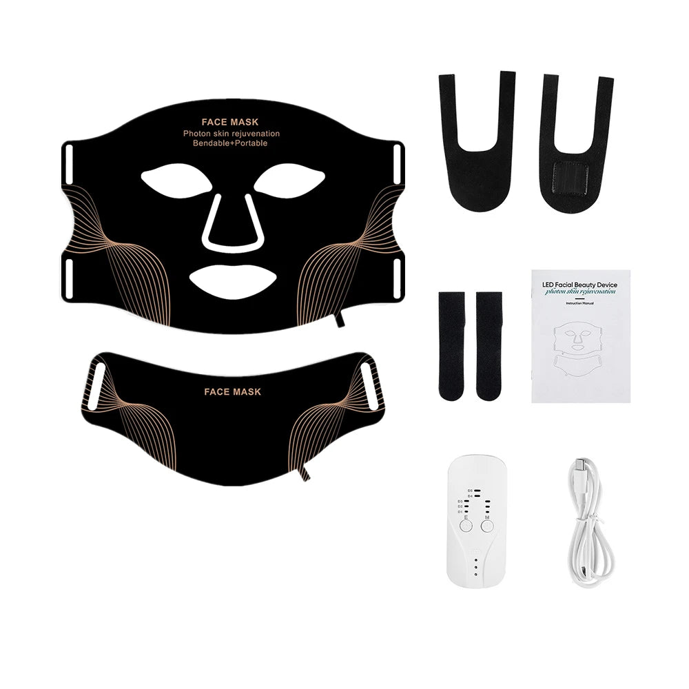 Foreverlily Silicone LED Mask With Neck Seven Wavelength Photon Therapy