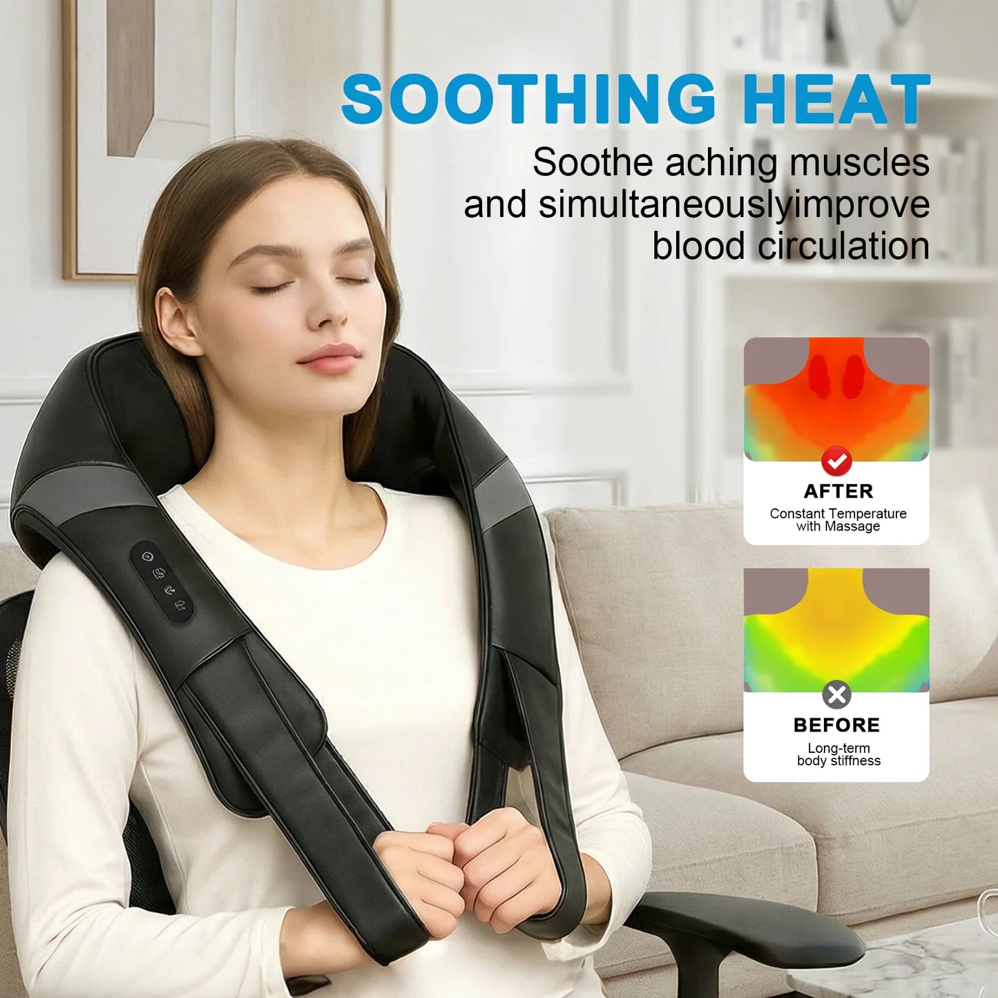 Leercon Shiatsu Neck Shoulder Massager Heated Back Pillow