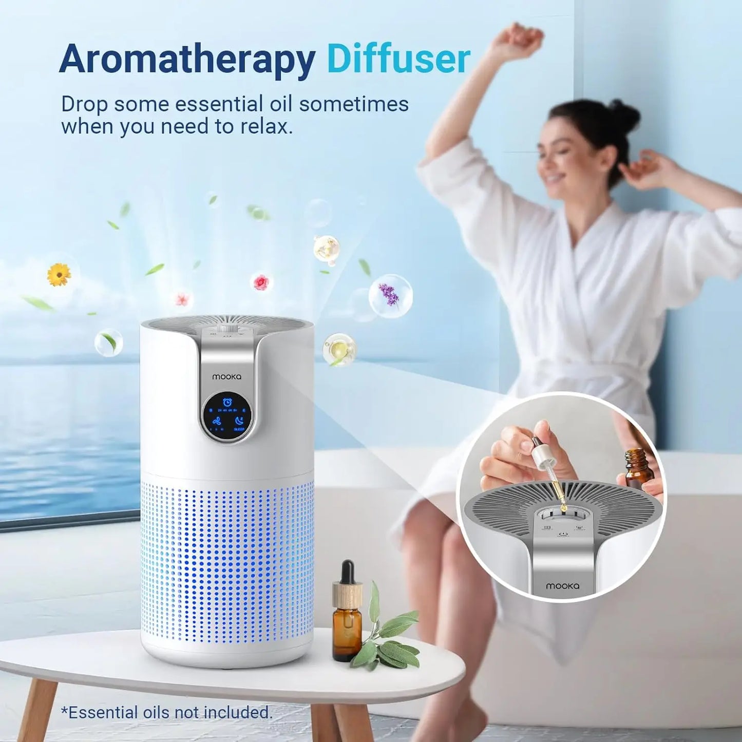 MOOKA M03 Air Purifier With Aromatherapy And HEPA Filter