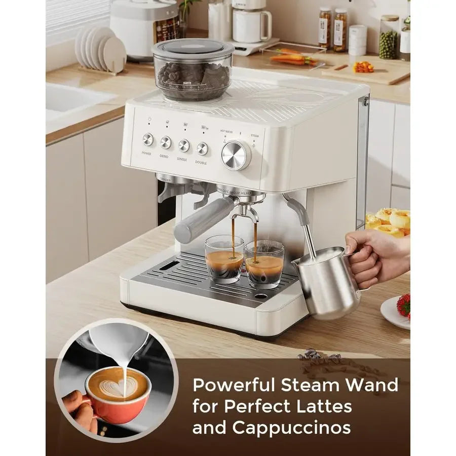 XMSJ 20 Bar Espresso Machine With AntiClog Grinder And Frother