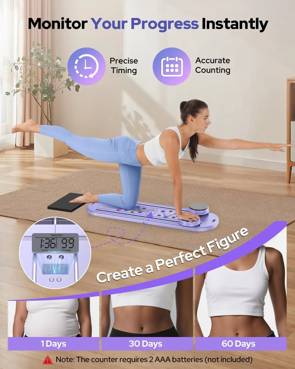 Foldable Pilates Reformer Set 7 In 1 MultiUse Portable Board