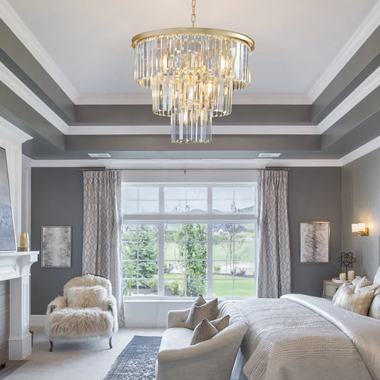 Longree Three Fourth Tier Crystal Chandelier Ceiling Light Elegant